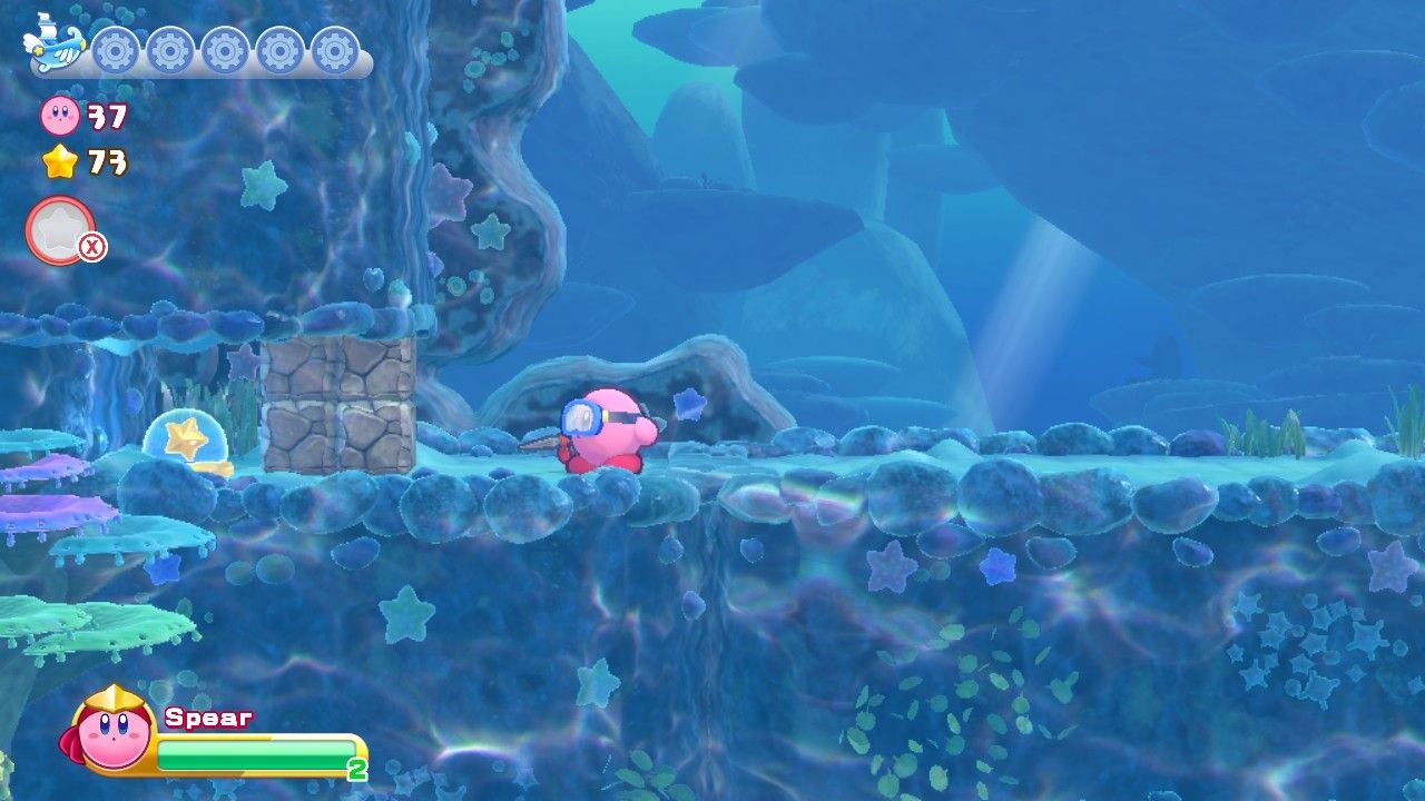 Кнопка четырех звезд Kirby Onion Ocean Stage слева