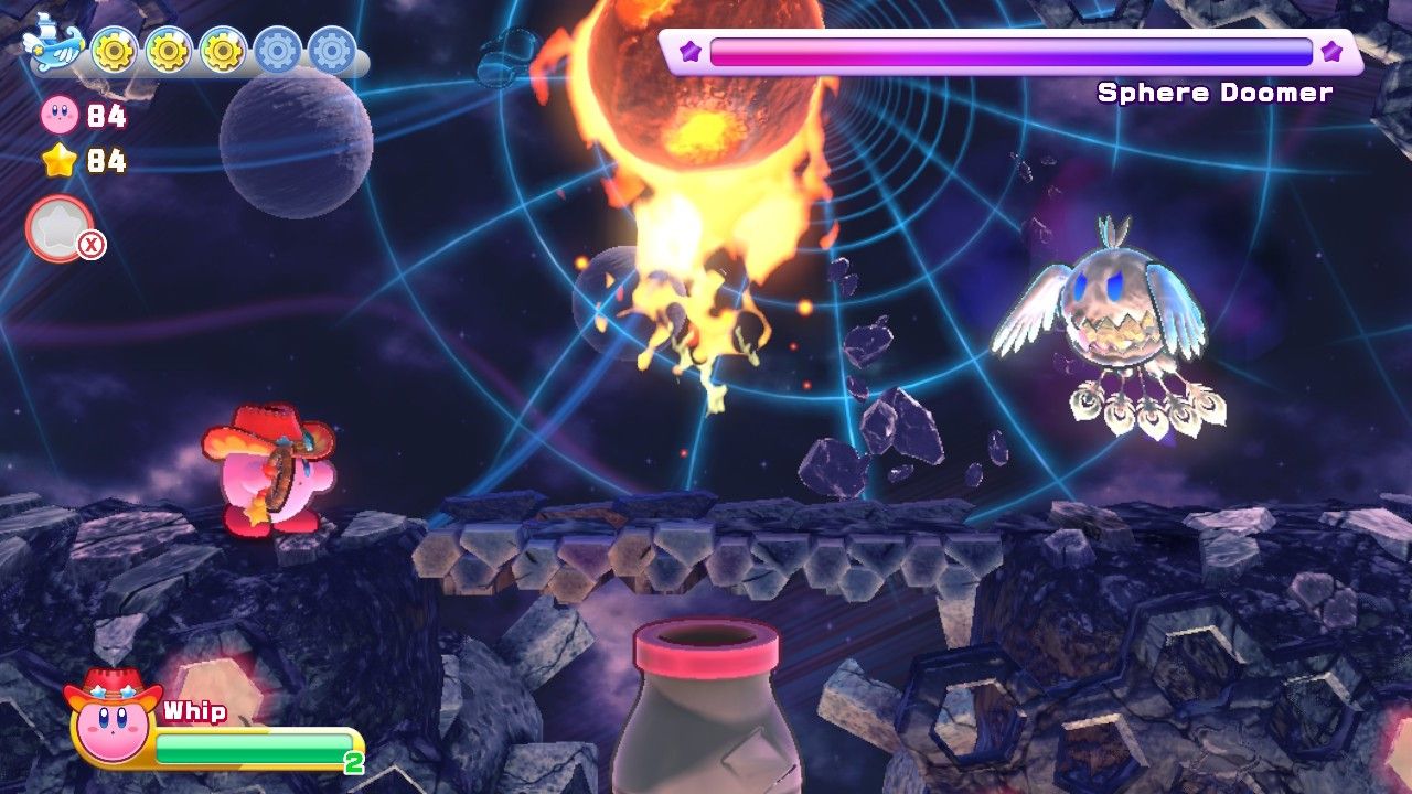 Kirby's Return To Dream Land Deluxe Dangerous Dinner Stage One Cannonball In Boss Fight