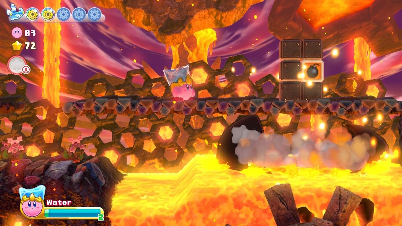 Kirby's Return To Dream Land Deluxe Dangerous Dinner Stage One Kirby At Bomb Block