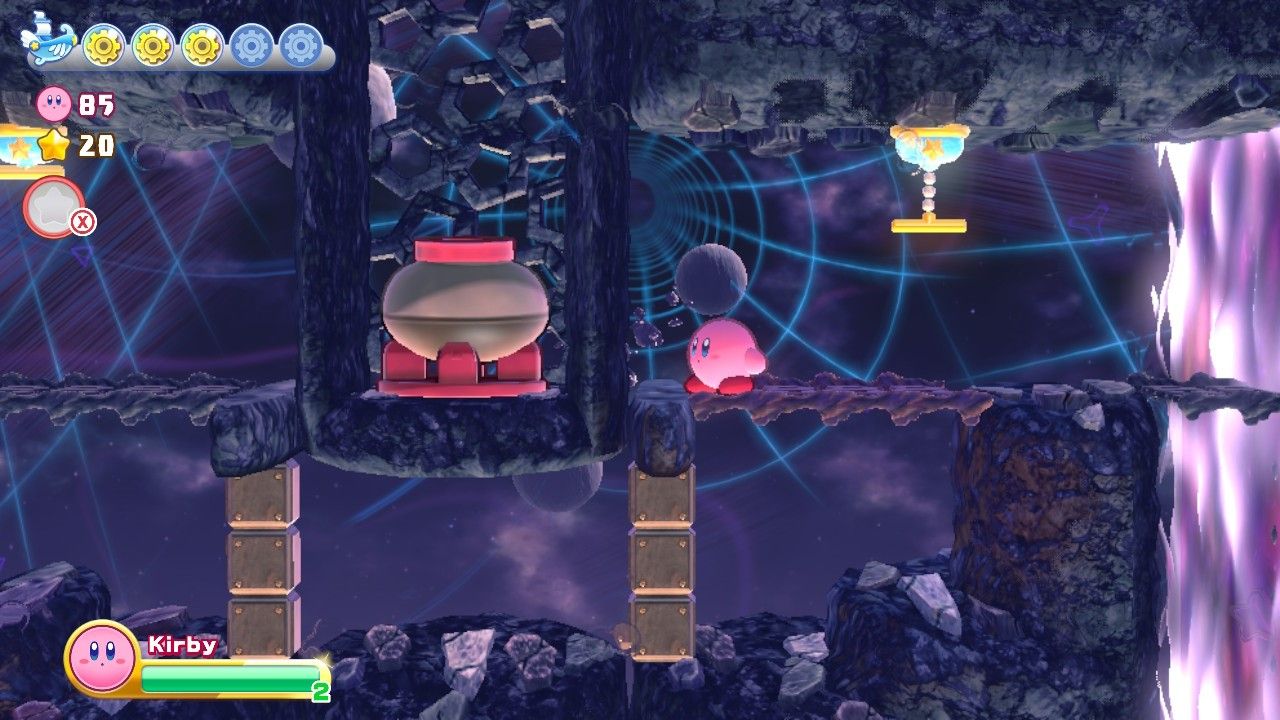 Kirby's Return To Dream Land Deluxe Dangerous Dinner Stage One Kirby Pulled Star Lever