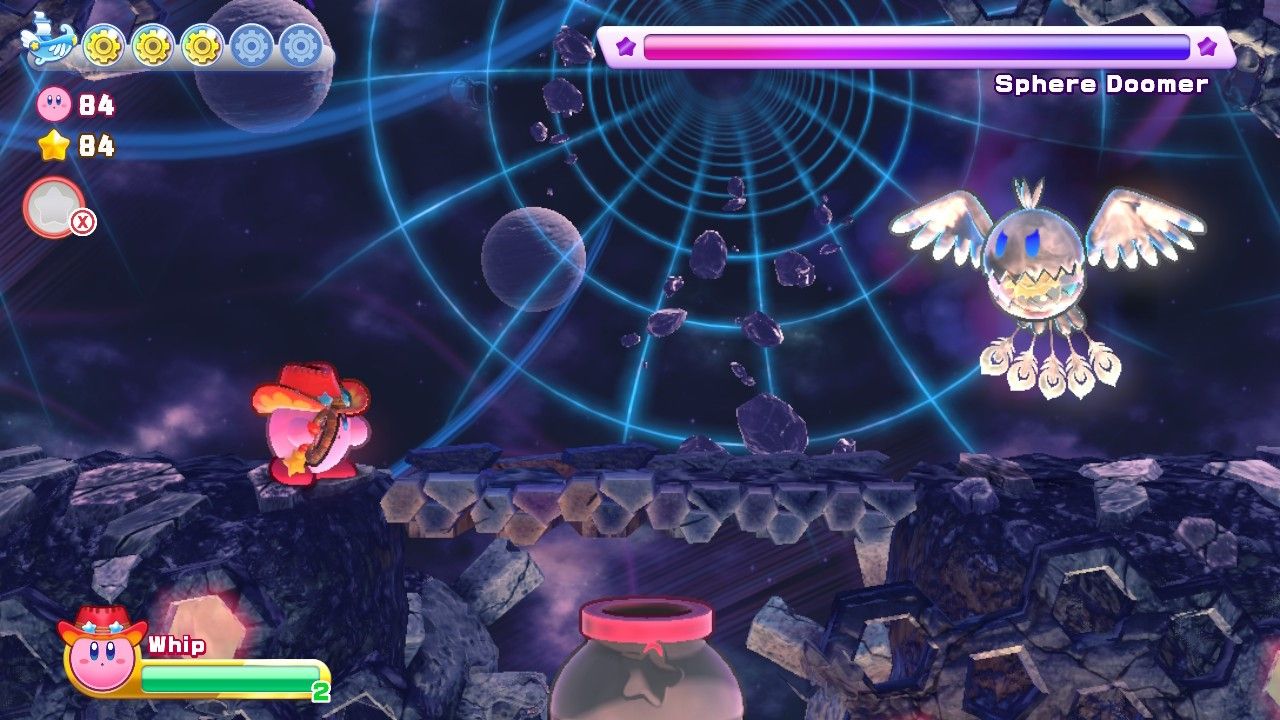 Kirby's Return To Dream Land Deluxe Dangerous Dinner Stage One Sphere Doomer Boss Fight
