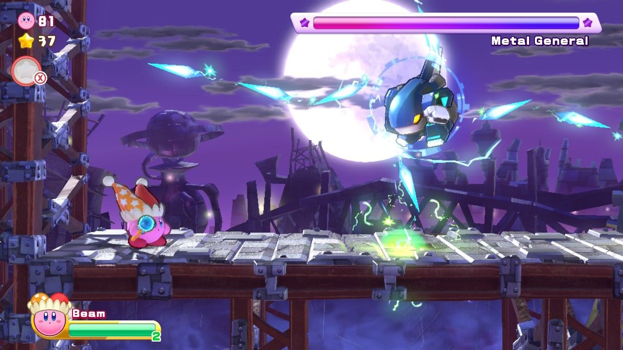Kirby's Return To Dream Land Deluxe Egg Engines Stage Six Metal General Boss Shooting Electricity