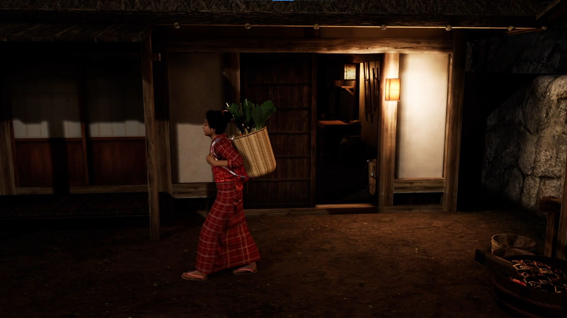 Like A Dragon Ishin, Haruka delivering orders late at night