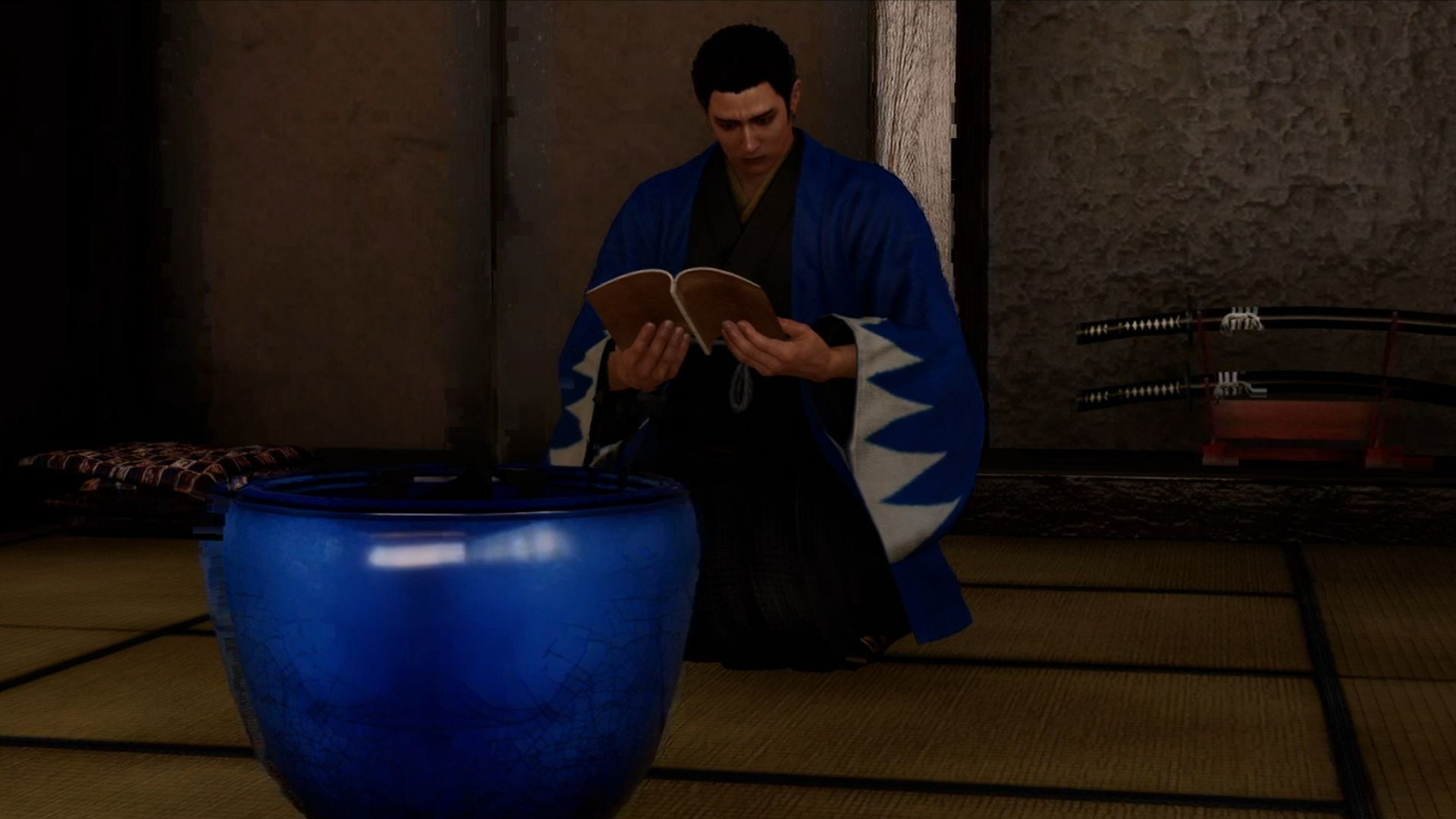 Like A Dragon Ishin, Hijikata reading a book