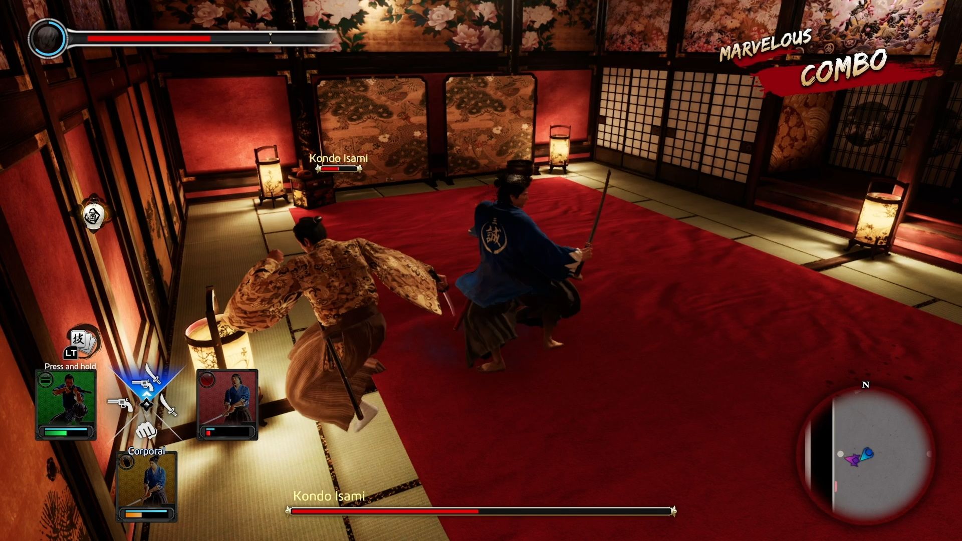 Like A Dragon Ishin, Ryoma dodging the charge attack
