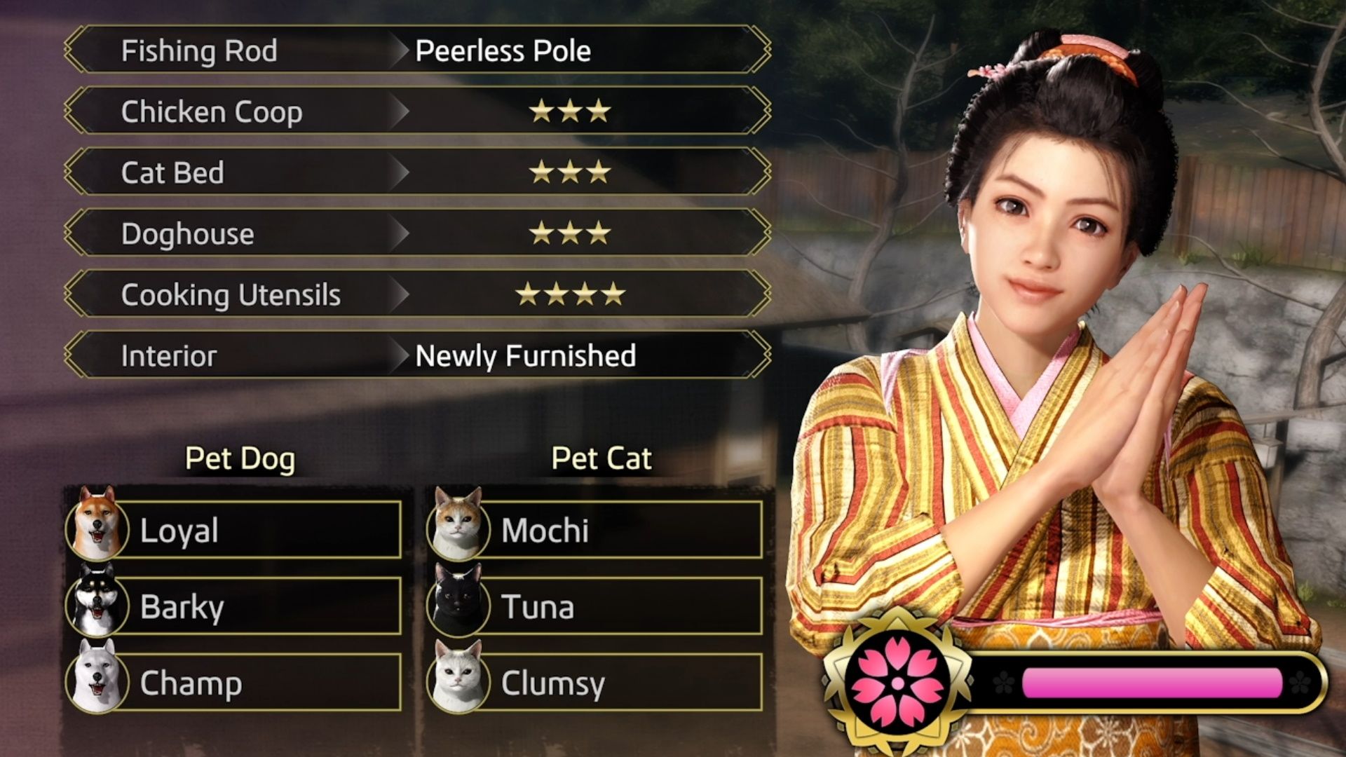 Like A Dragon Ishin, Showing the full roster of pets-1