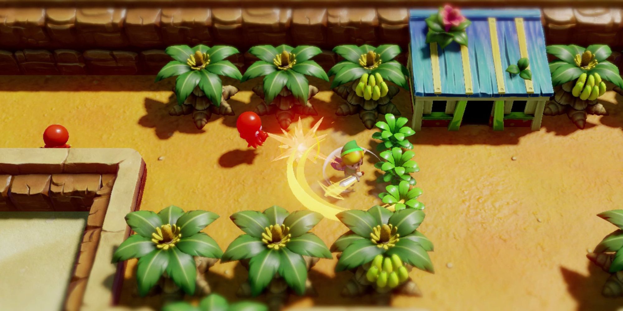 Link fighting enemies in The Legend of Zelda Link's Awakening