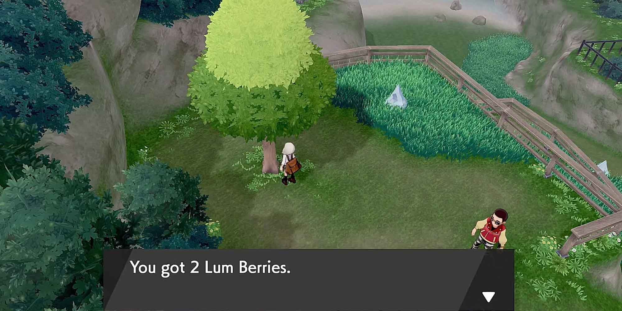 Harvesting a Lum Berry tree in Pokemon