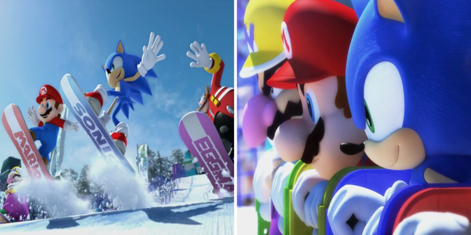 Scenes of Mario and Sonic at the Olympic Winter Games