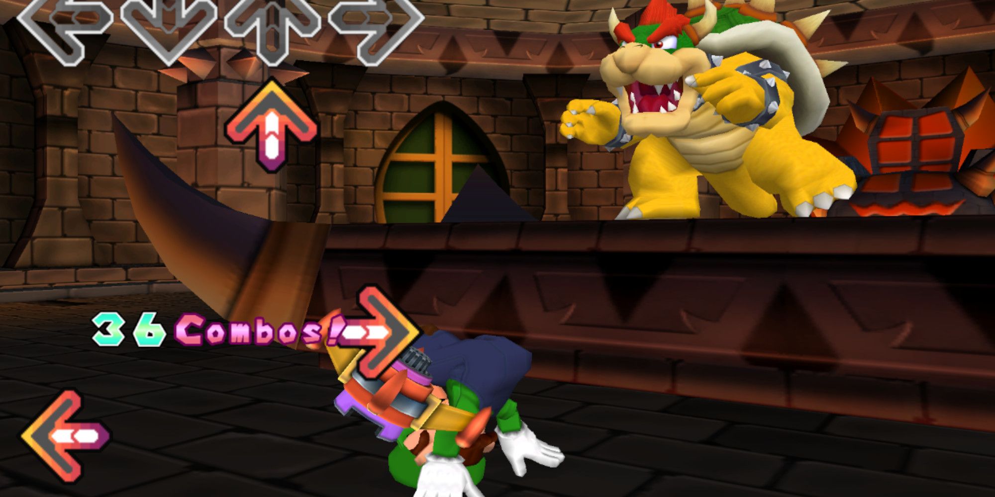 Luigi and Bowser dancing in Dance Dance Revolution Mario Mix