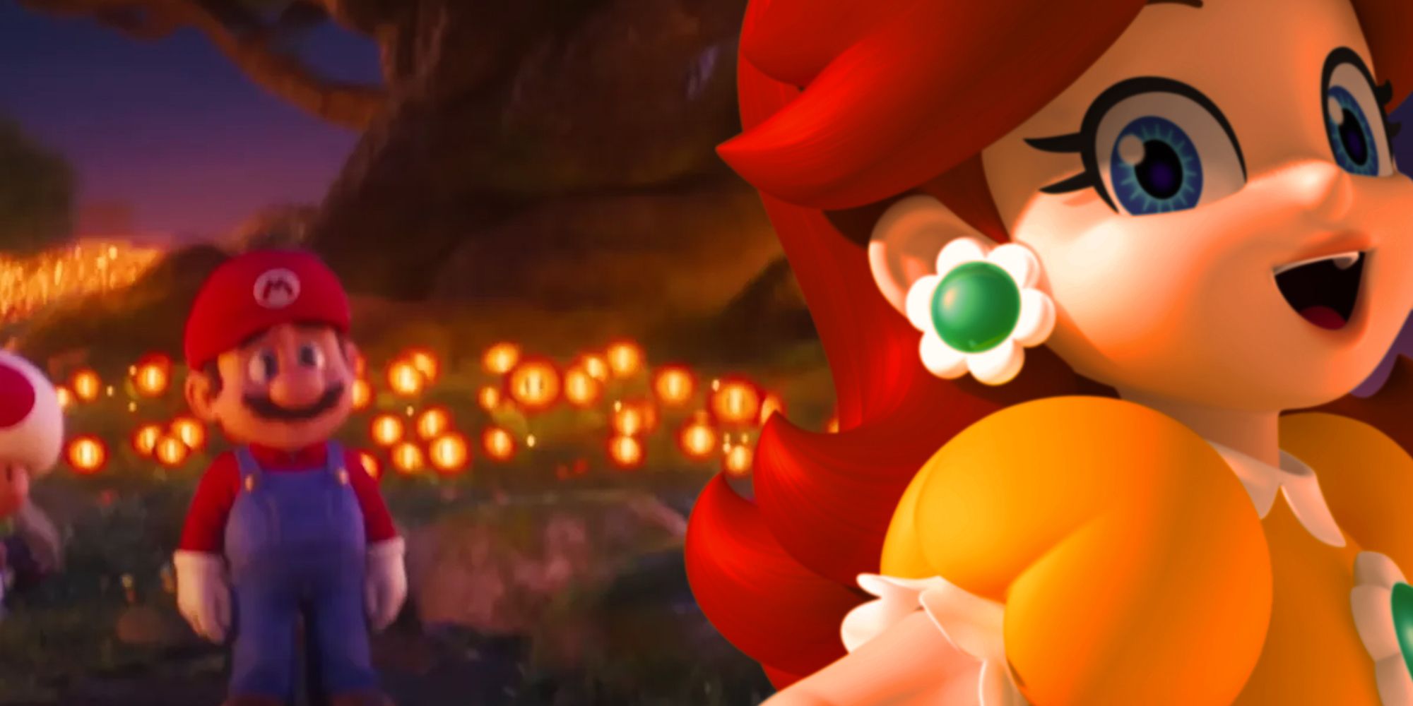Mario movie still with Daisy in place of Peach