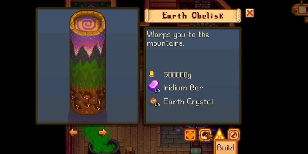 The Earth Obelisks cost in Stardew Valley the video game