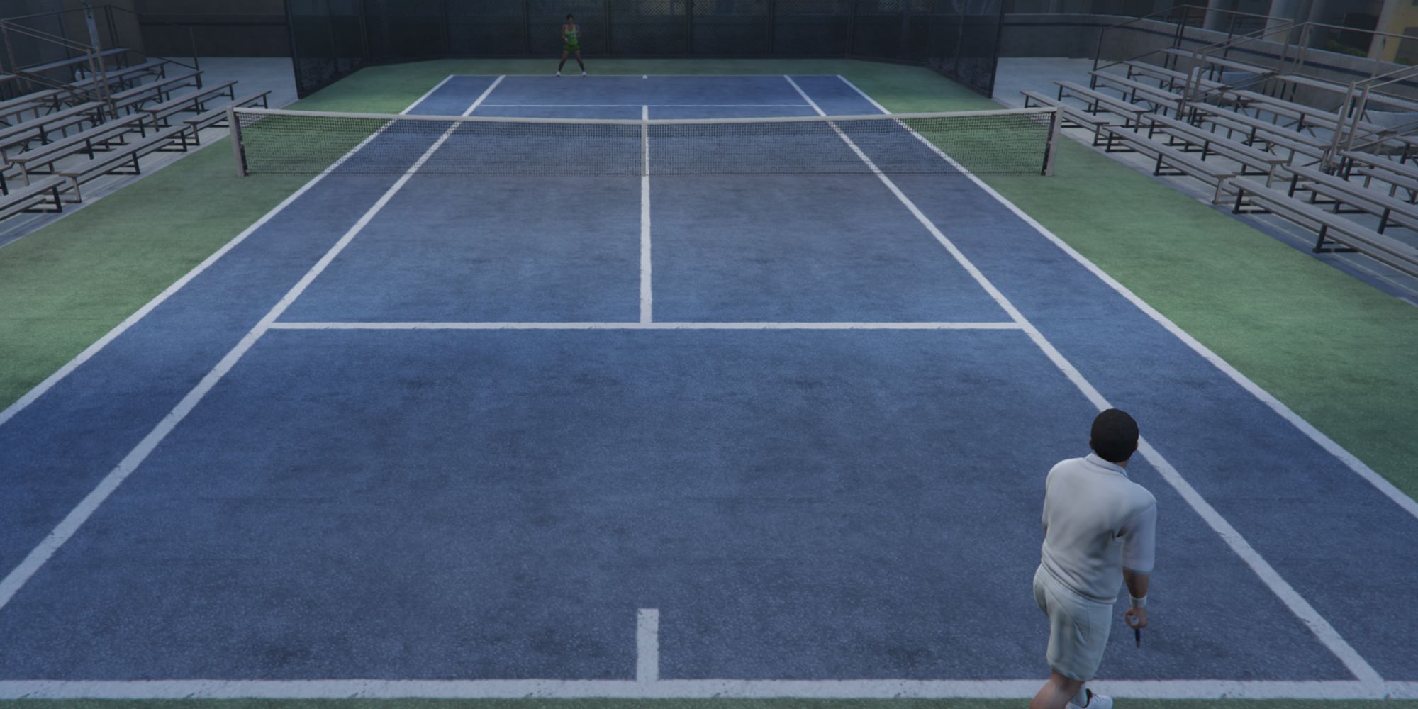 Michael Playing Tennis at Vespucci Beach in GTA V