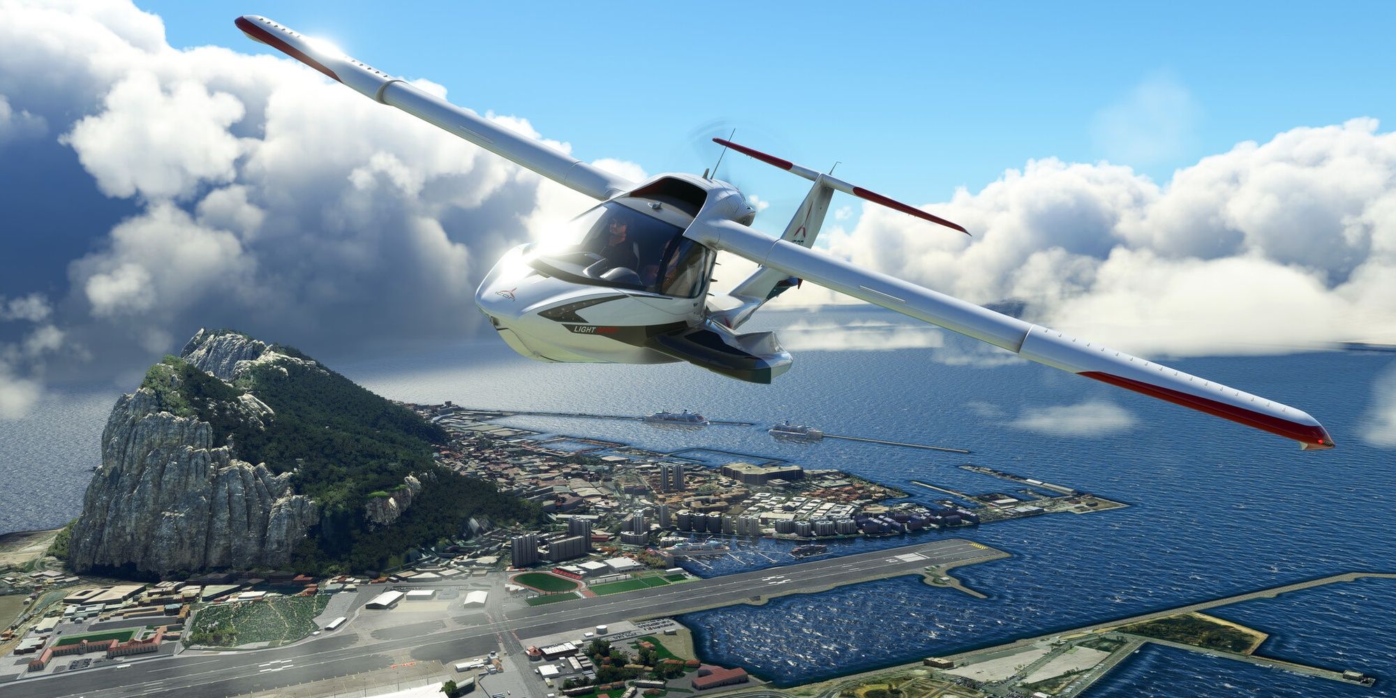 Microsoft Flight Simulator: Flug über eine tropische Stadtlandschaft 