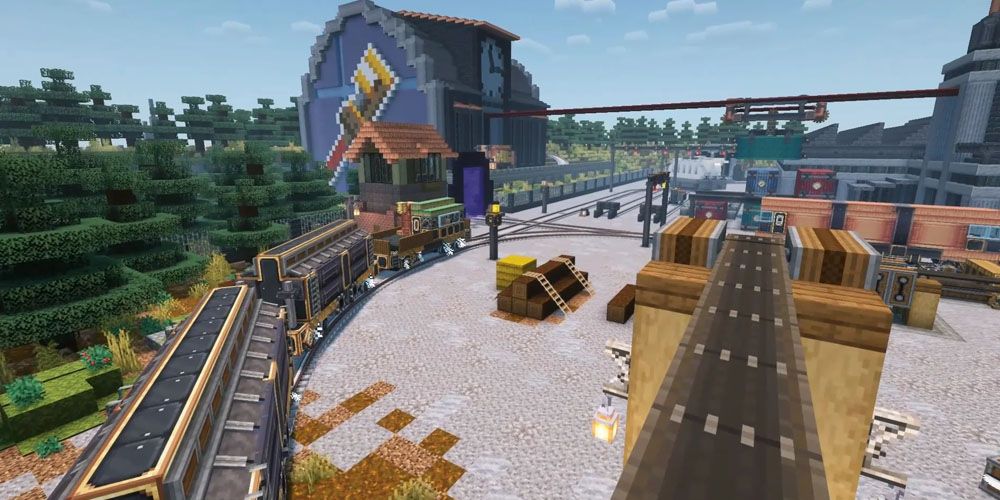 Minecraft city using elements from Create