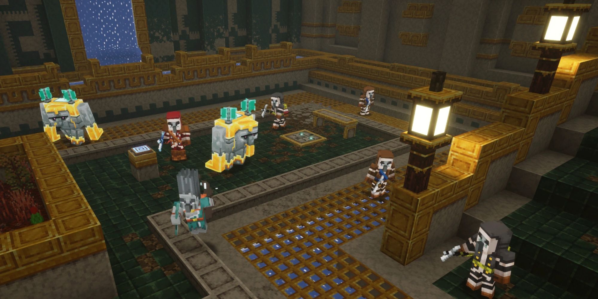 An image of the Gauntlet of Wales from Minecraft Dungeons, a free trail for all players filled with puzzles and combat. 