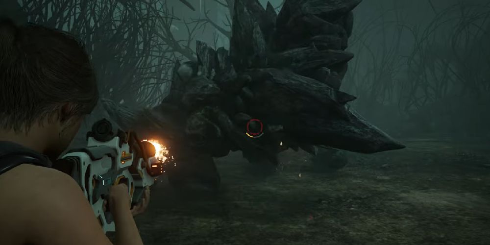 Kate Charging her rifle while aiming at a boss in Scars Above