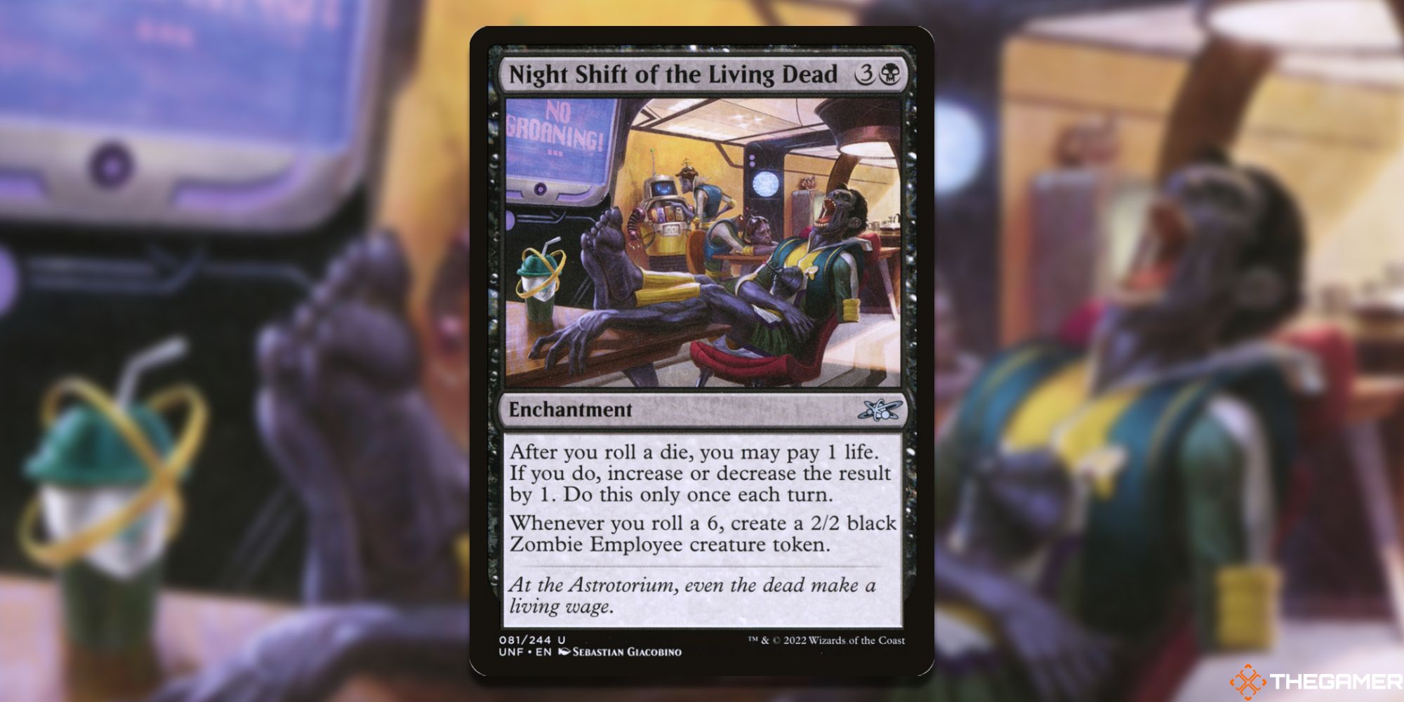 Image of the Night Shift of the Living Dead card in Magic: The Gathering, with art by Sebastian Giacobino