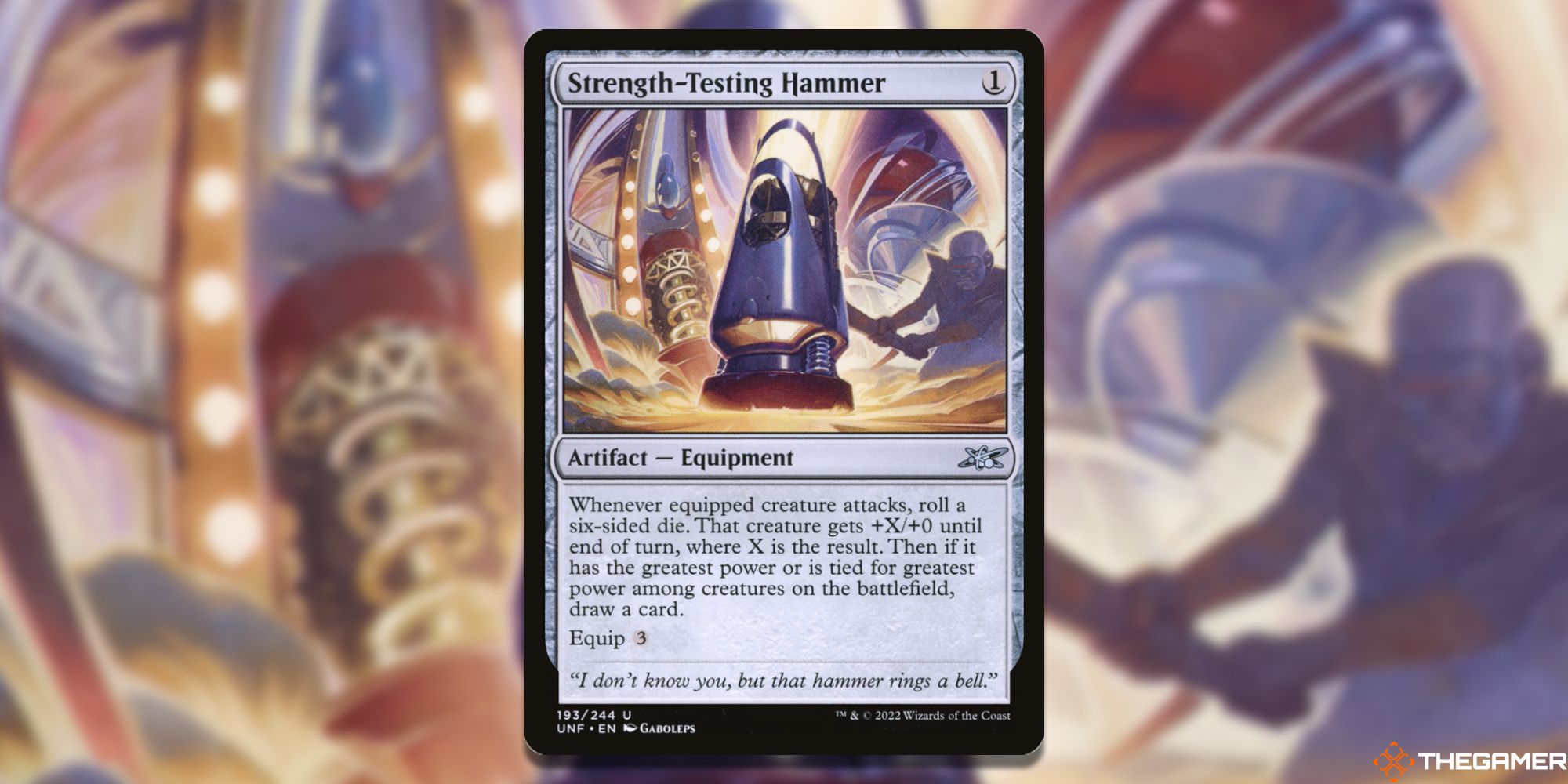 Image of the Strength Testing Hammer card in Magic: The Gathering, with art by Gaboleps