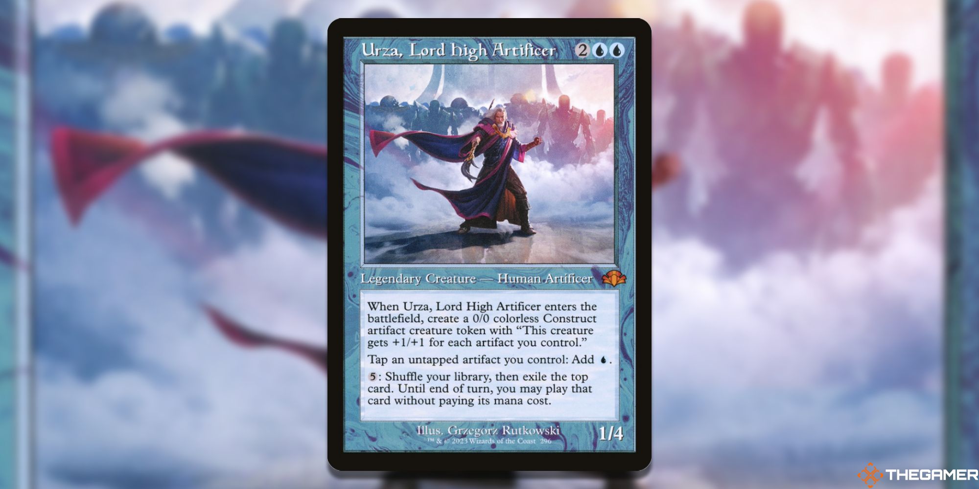 Image of the Urza Lord High Artificer card in Magic: The Gathering, with art by Grzegorz Rutkowski