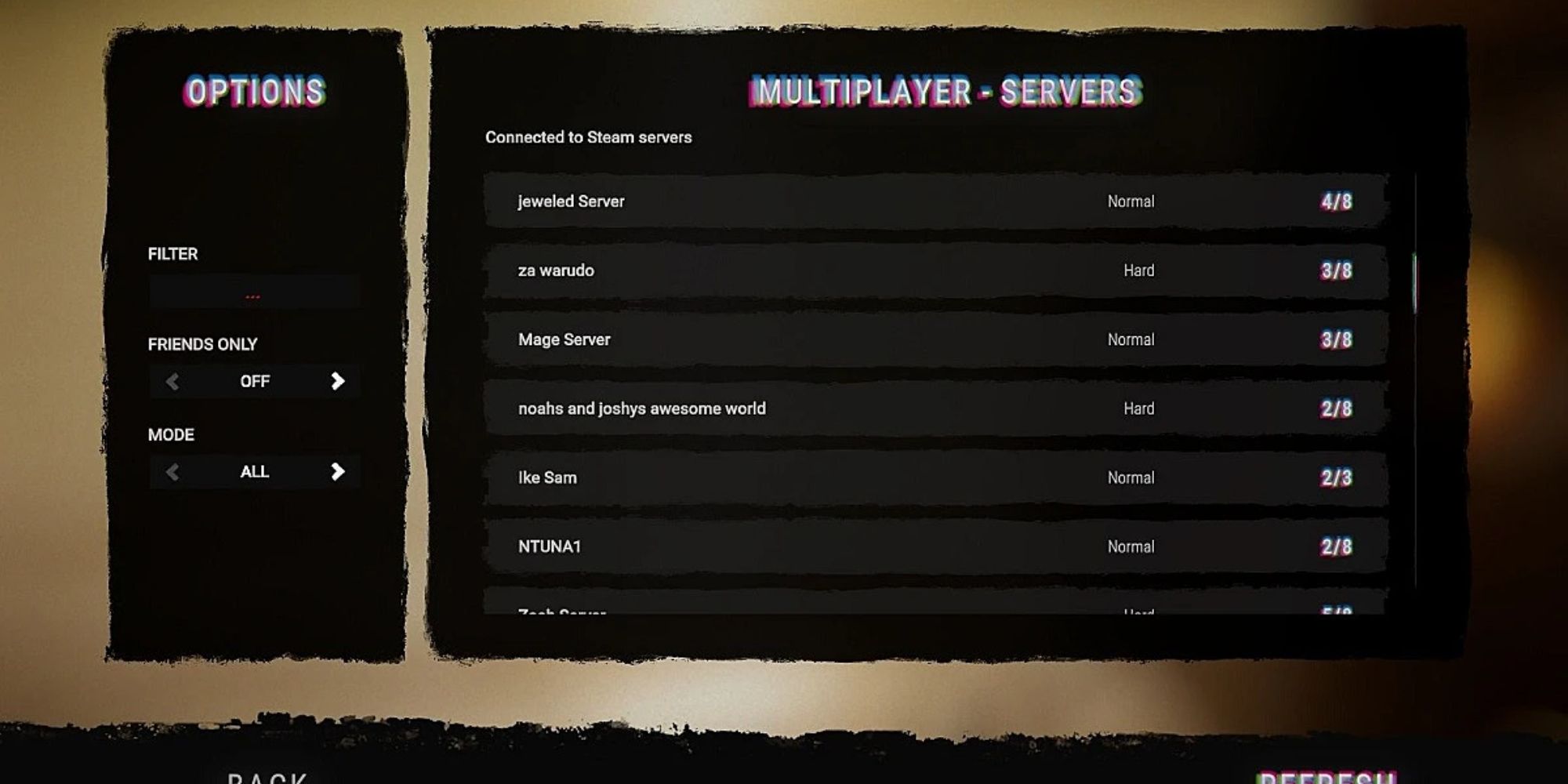 Multiplayer server UI in Sons of the Forest