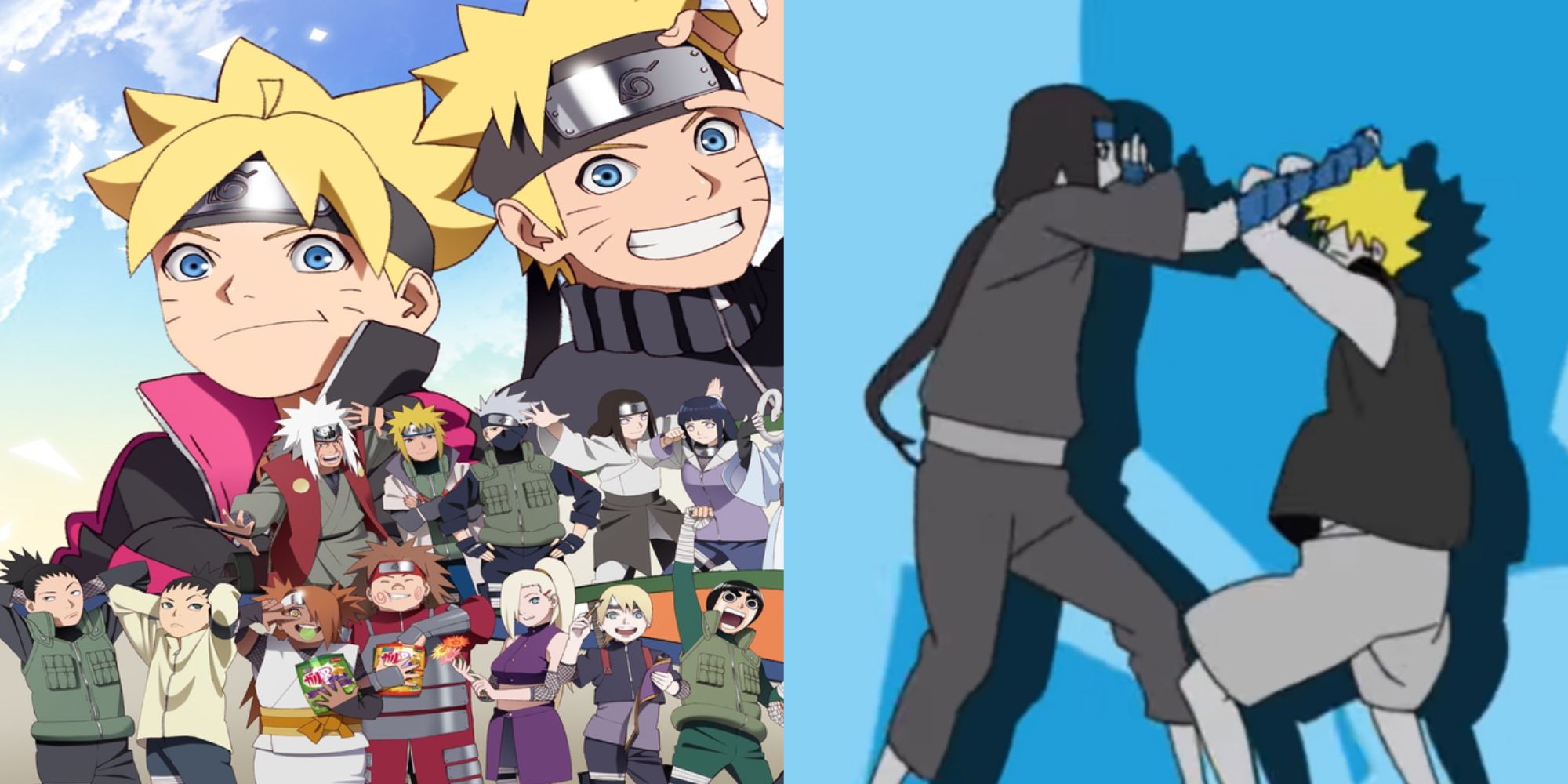 Naruto and Boruto anime cast and train Naruto and Neji