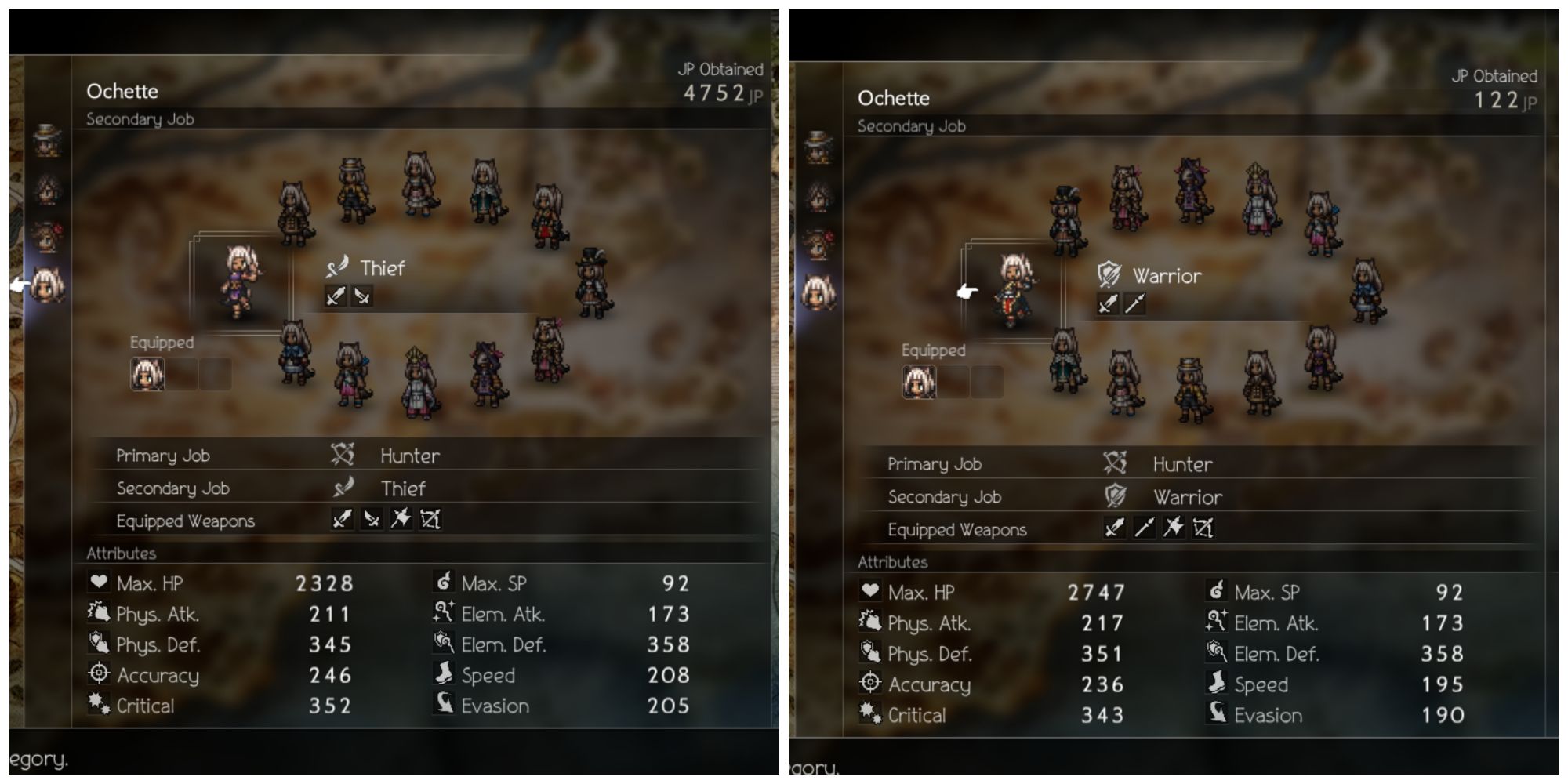 Ochette'S Side Job Choices In Octopath 2, Thief And Warrior