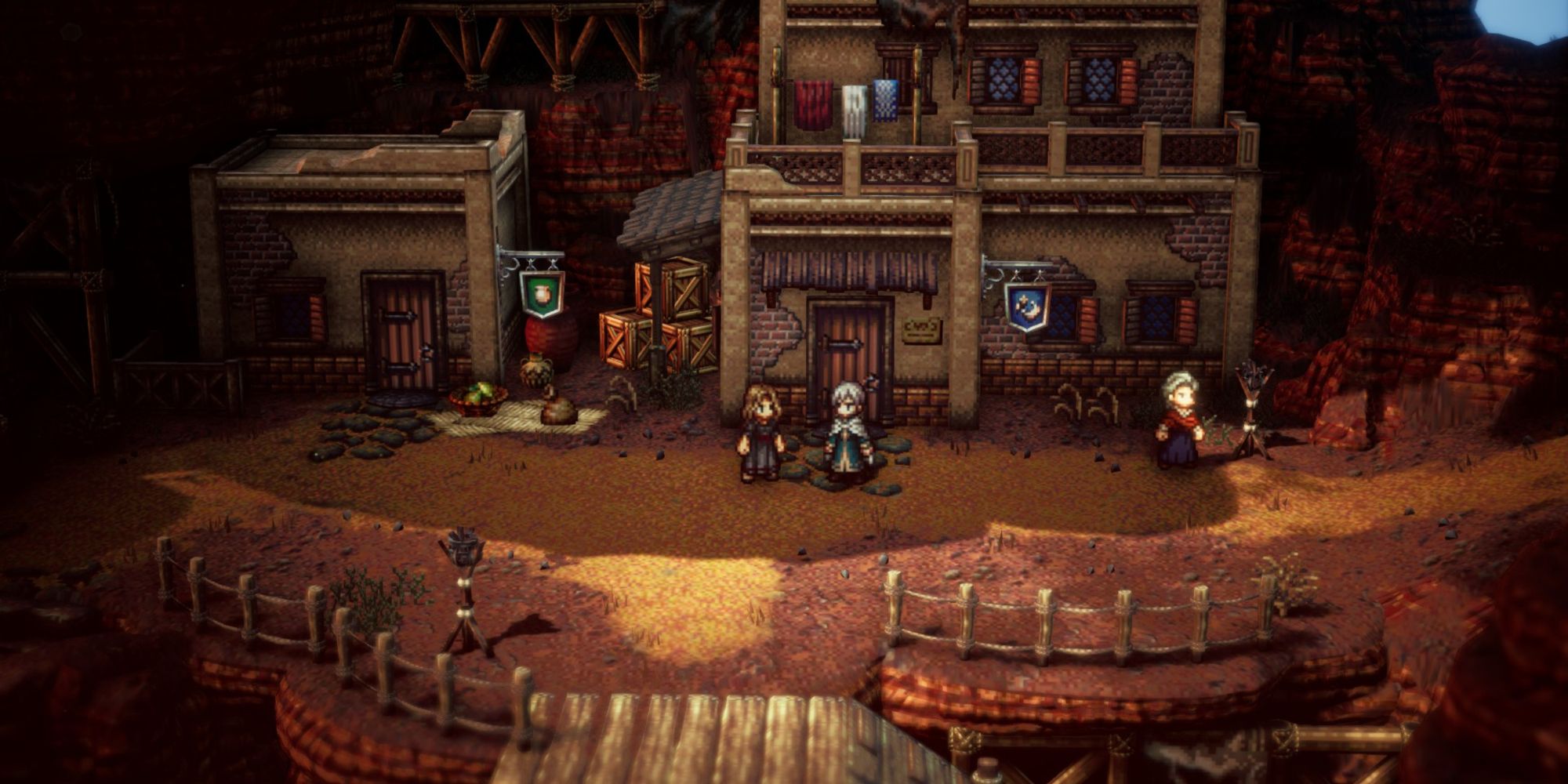 Octopath Traveler 2 — Теменос встречается с Рейзой в Крэкридже.