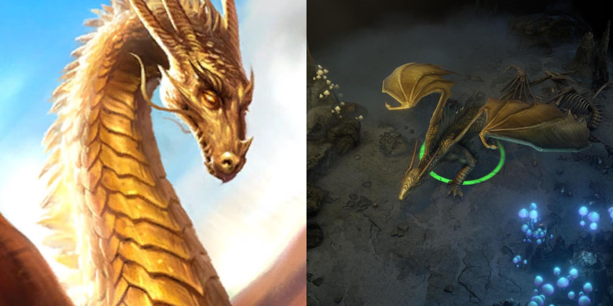 Pathfinder Wrath of the Righteous - Golden Dragon portrait and ingame