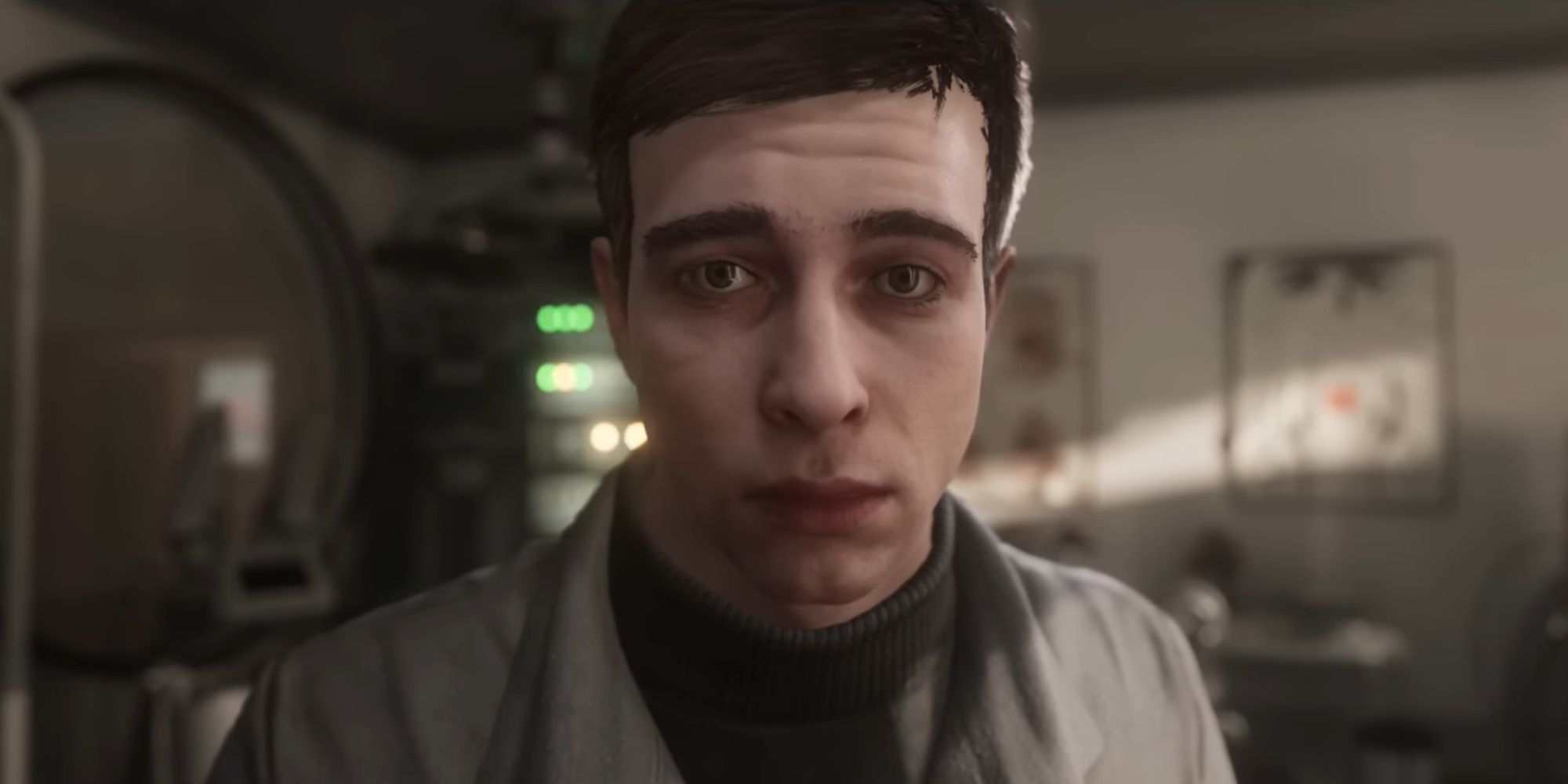 Petrov looking worried during a cutscene in Atomic Heart