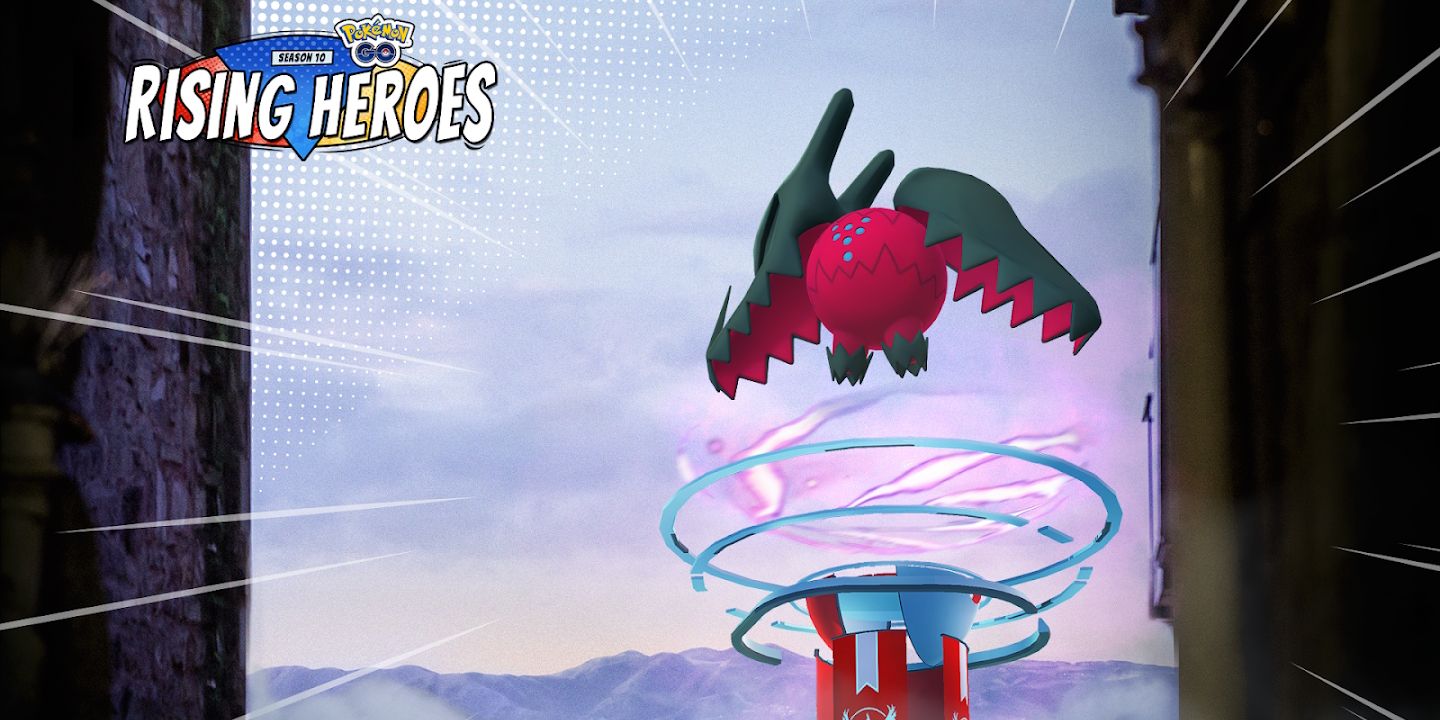 Изображение покемона Регидраго поверх красного Pokemon Go Raid