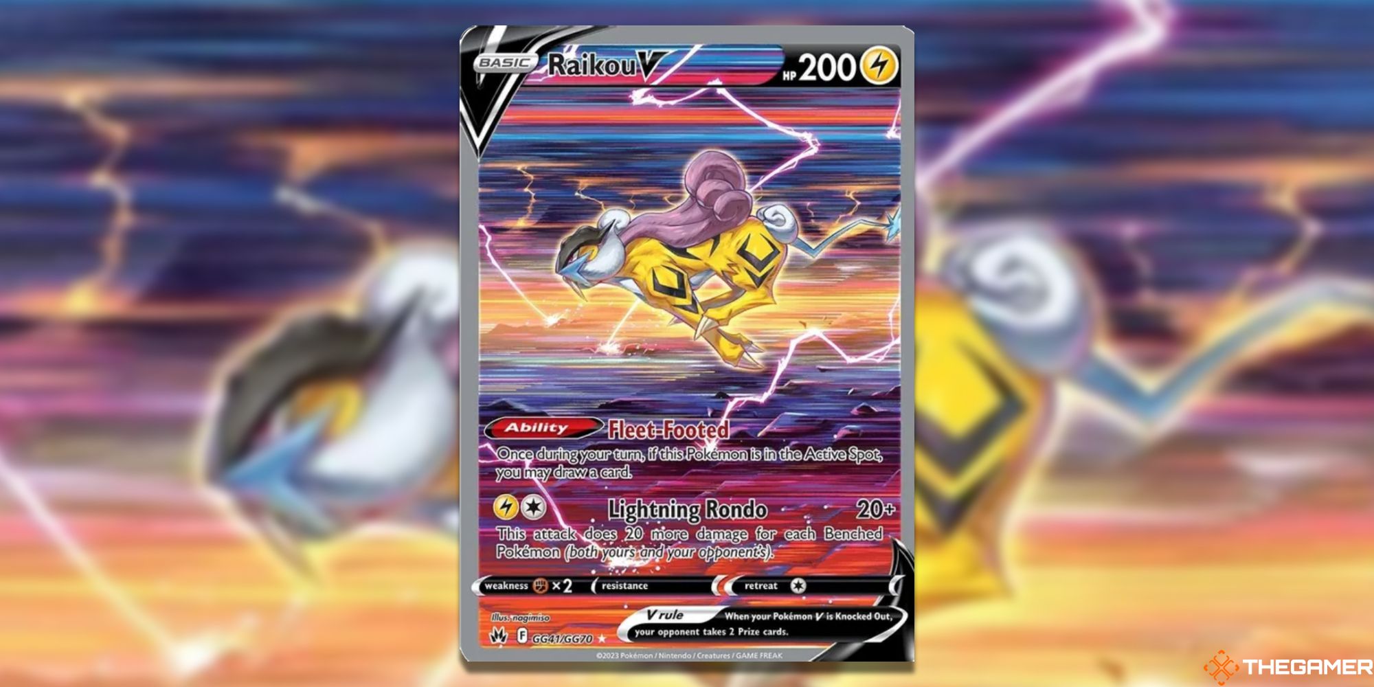 Image of the card Raikou V in Pokemon TCG, with art by nagimiso