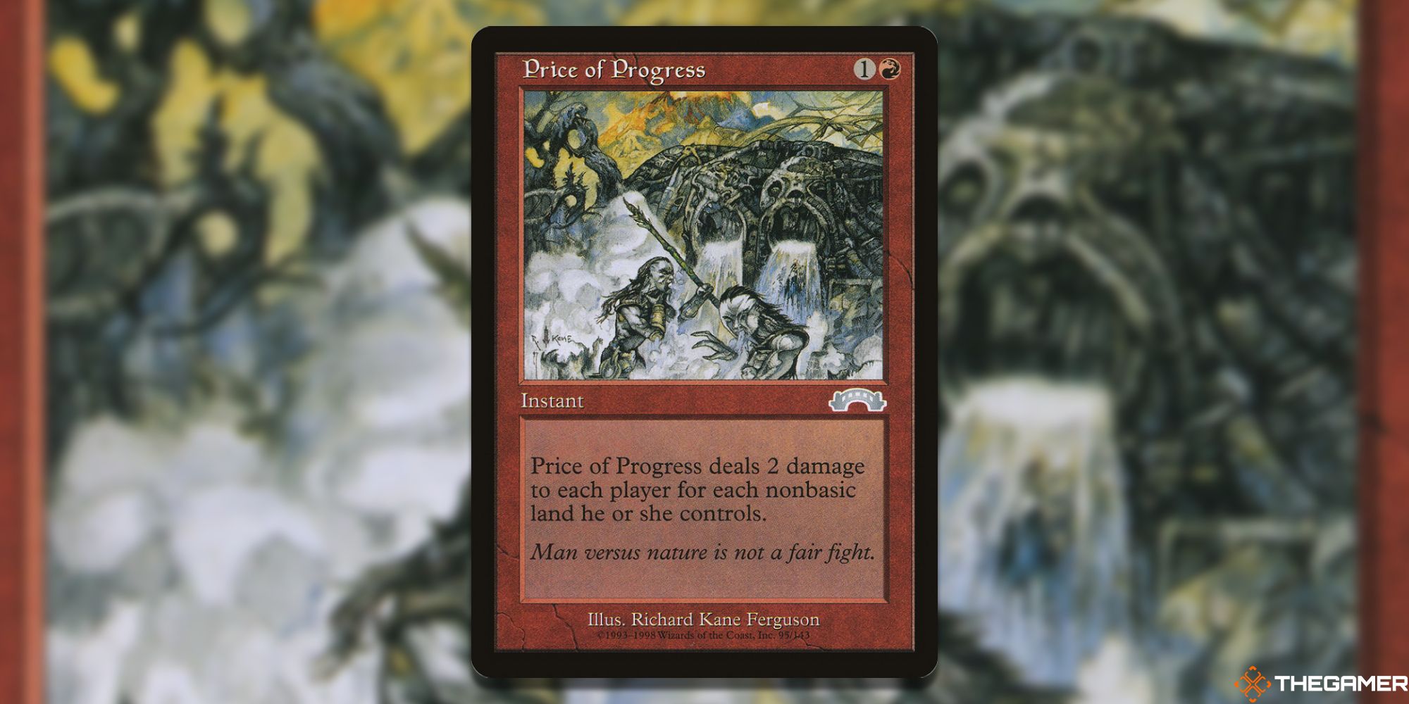 Image of the Price of Progress card in Magic: The Gathering, with art by Richard Kane Ferguson