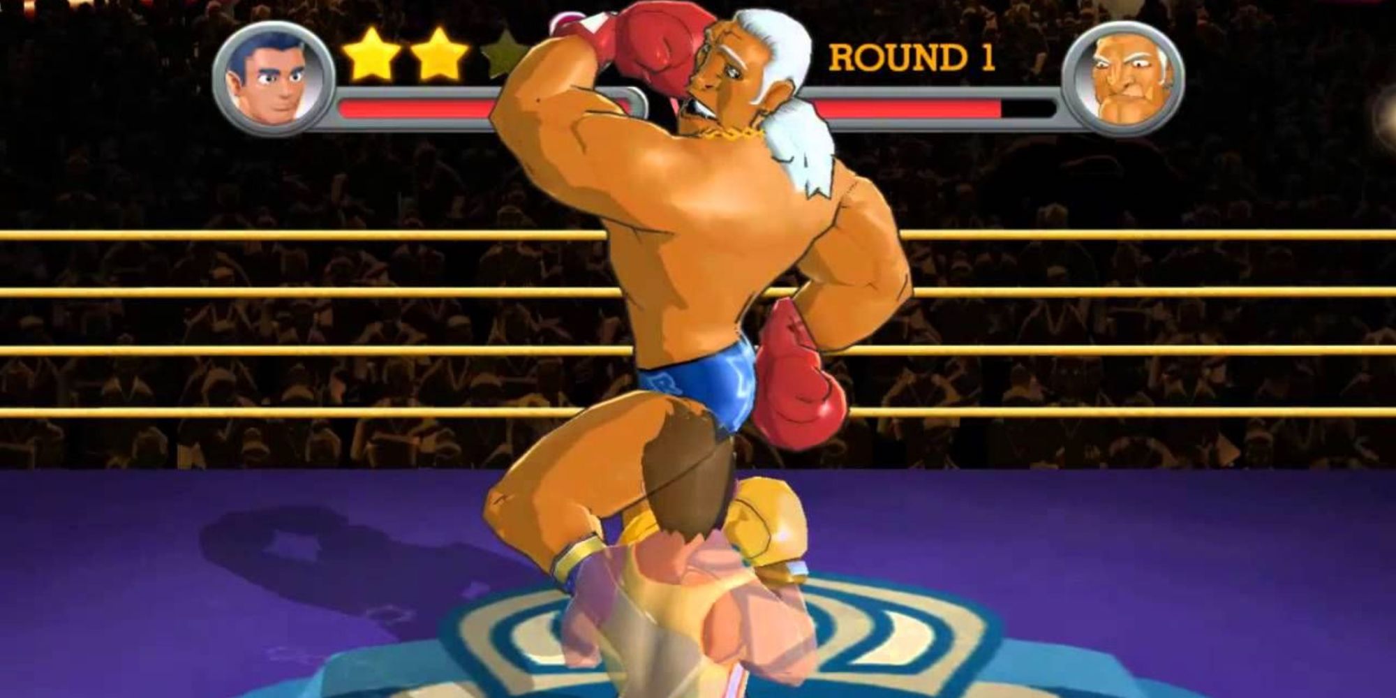 Little Mac fighting Super Macho Man in Punch Out on Nintendo Wii