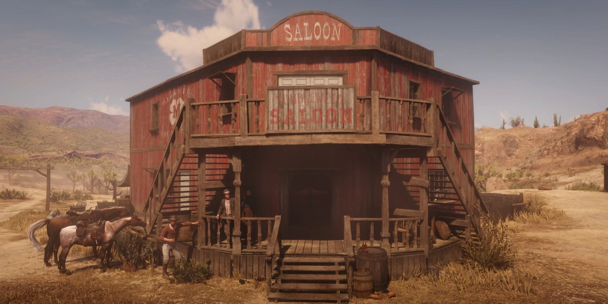 An image of the Tumbleweed Saloon from Red Dead Redemption 2.