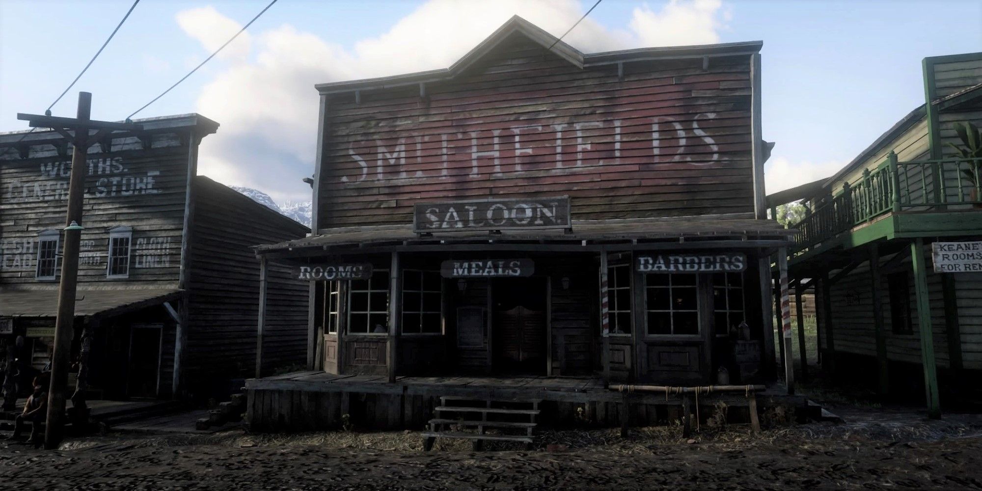 An image of the Saloon in Valentine from Red Dead Redemption 2.