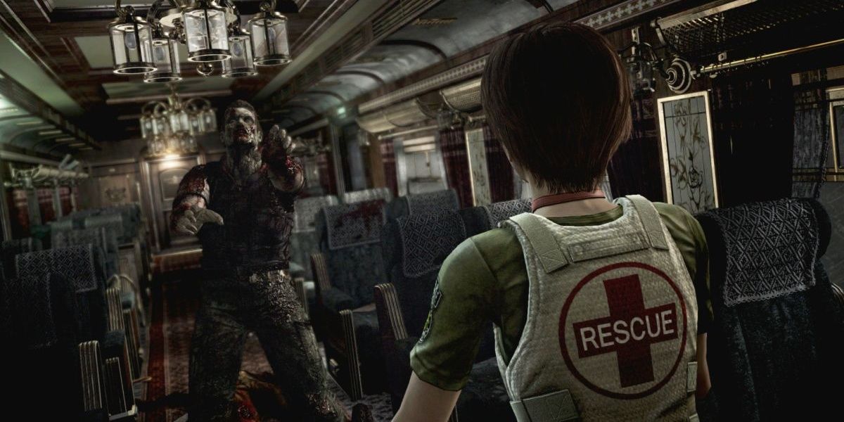 Rebecca Chambers being assaulted by a zombie in Resident Evil Zero