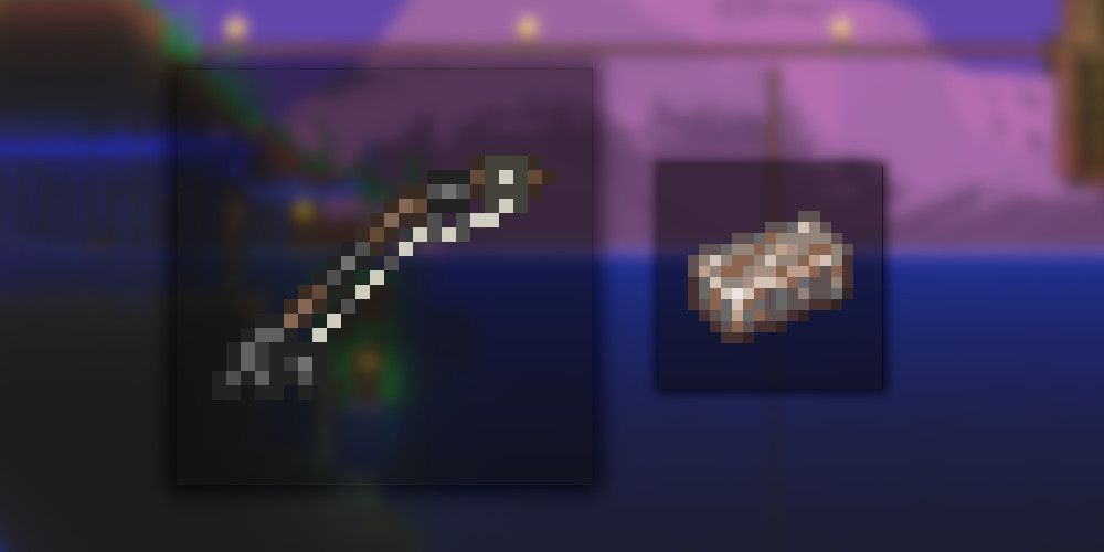 Reinforced Fishing Pole From Terraria, And an Iron Bar