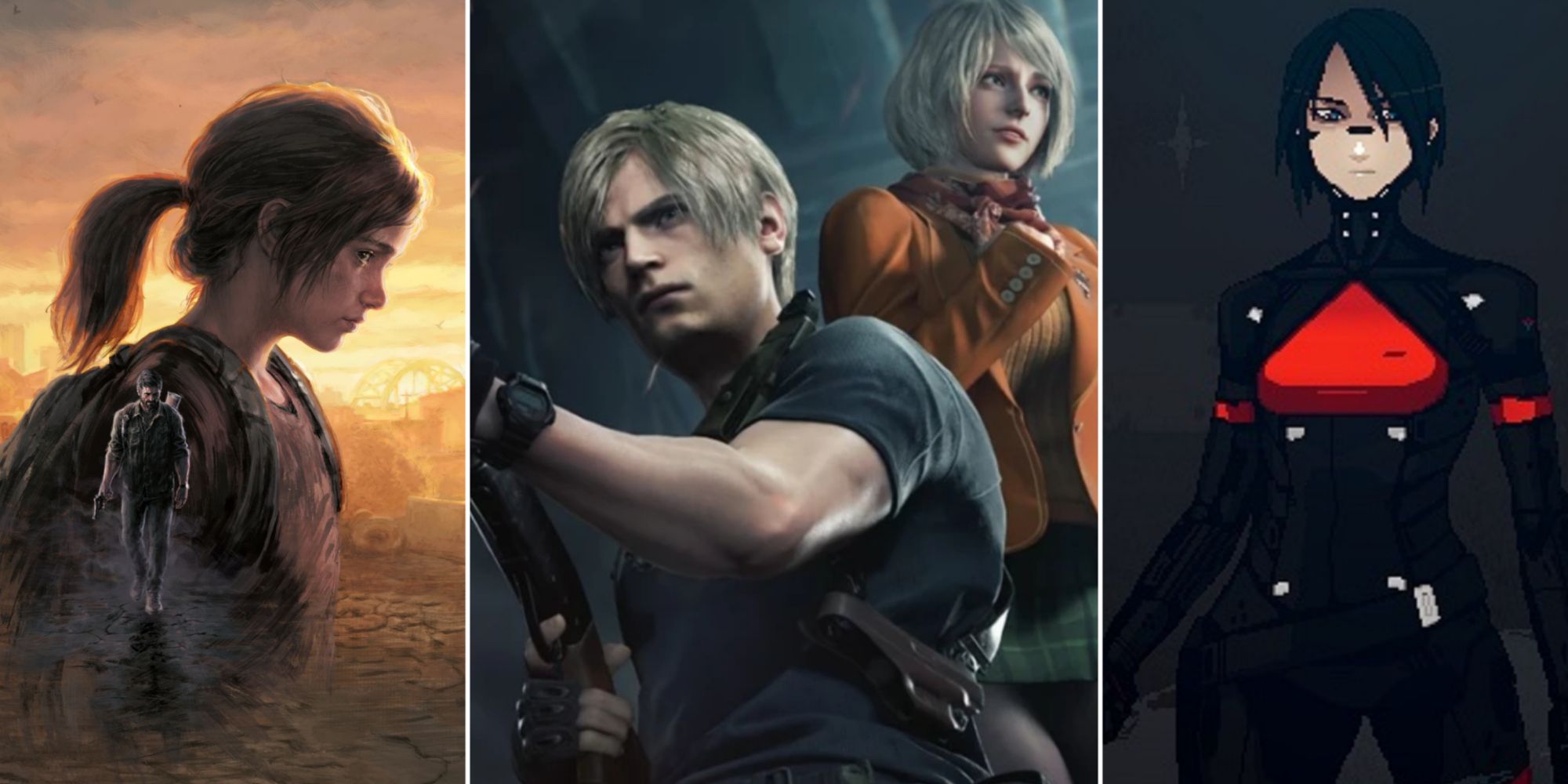 Resident Evil 4 Games Like Collage - Last of Us on left, RE4 in center, Signalis on right