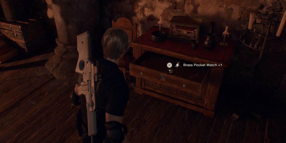 leon kennedy finds a brass pocket watch in resident evil 4 remake