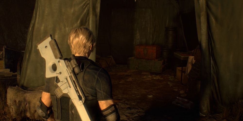 a chest inside a military tent in resident evil 4 remake