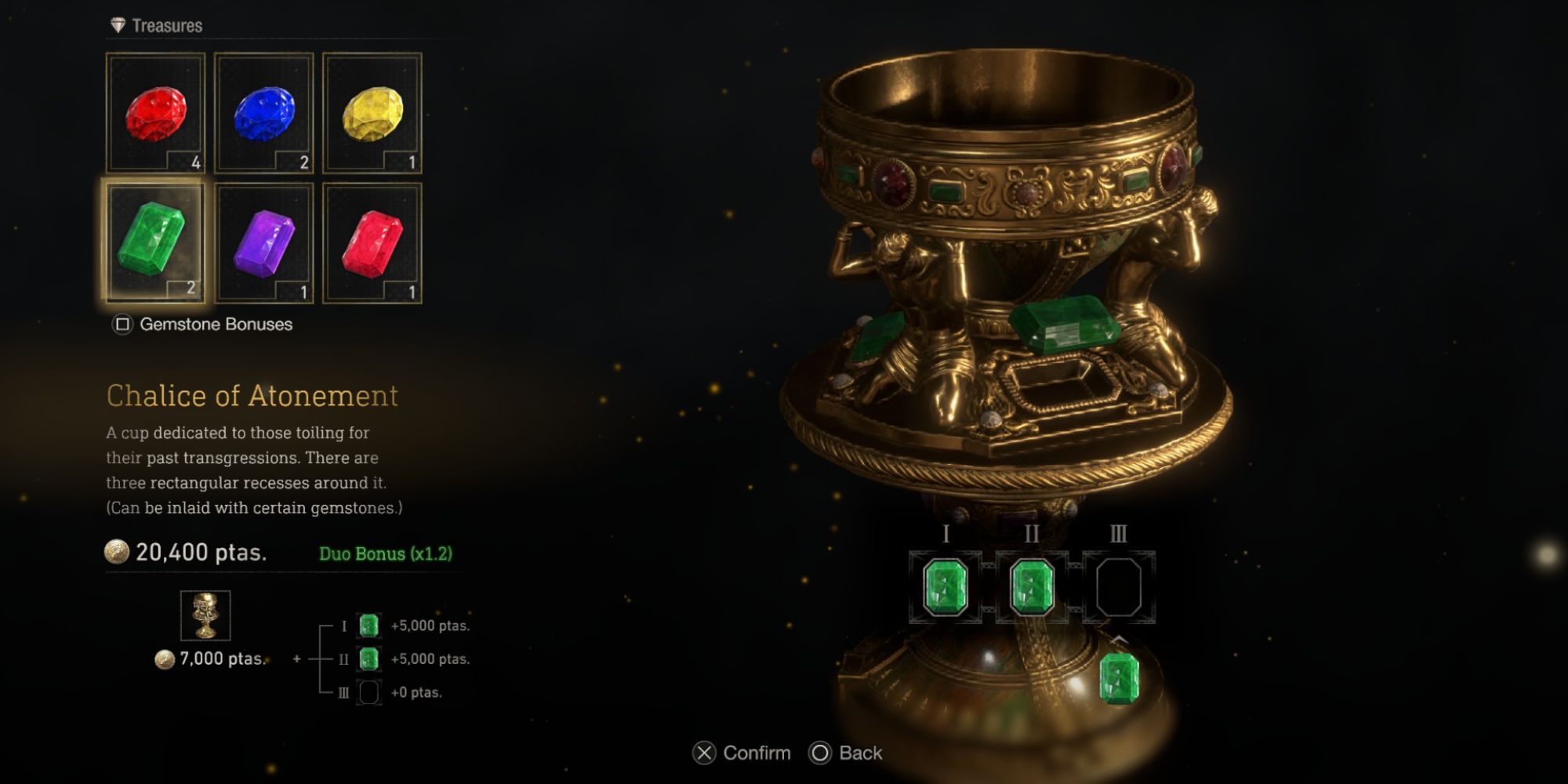 the chalice of atonement treasure in resident evil 4 remake, inlaid with emeralds