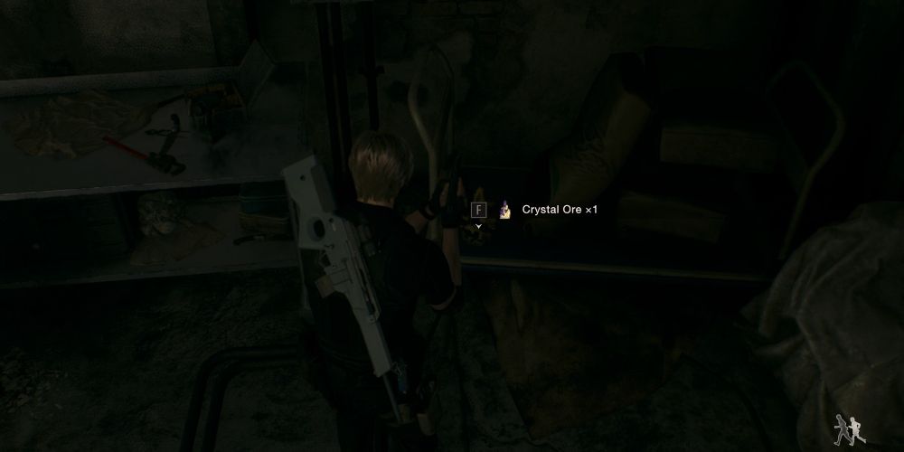 leon kennedy finds a crystal ore in ashley graham's holding cell in resident evil 4 remake