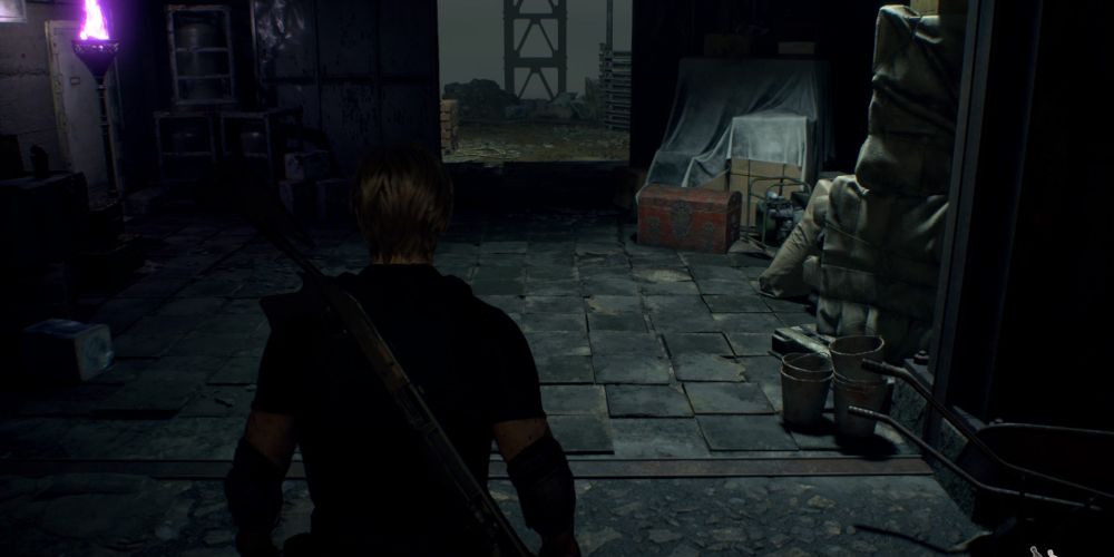 the last treasure chest in resident evil 4 remake, outside the merchant's shop