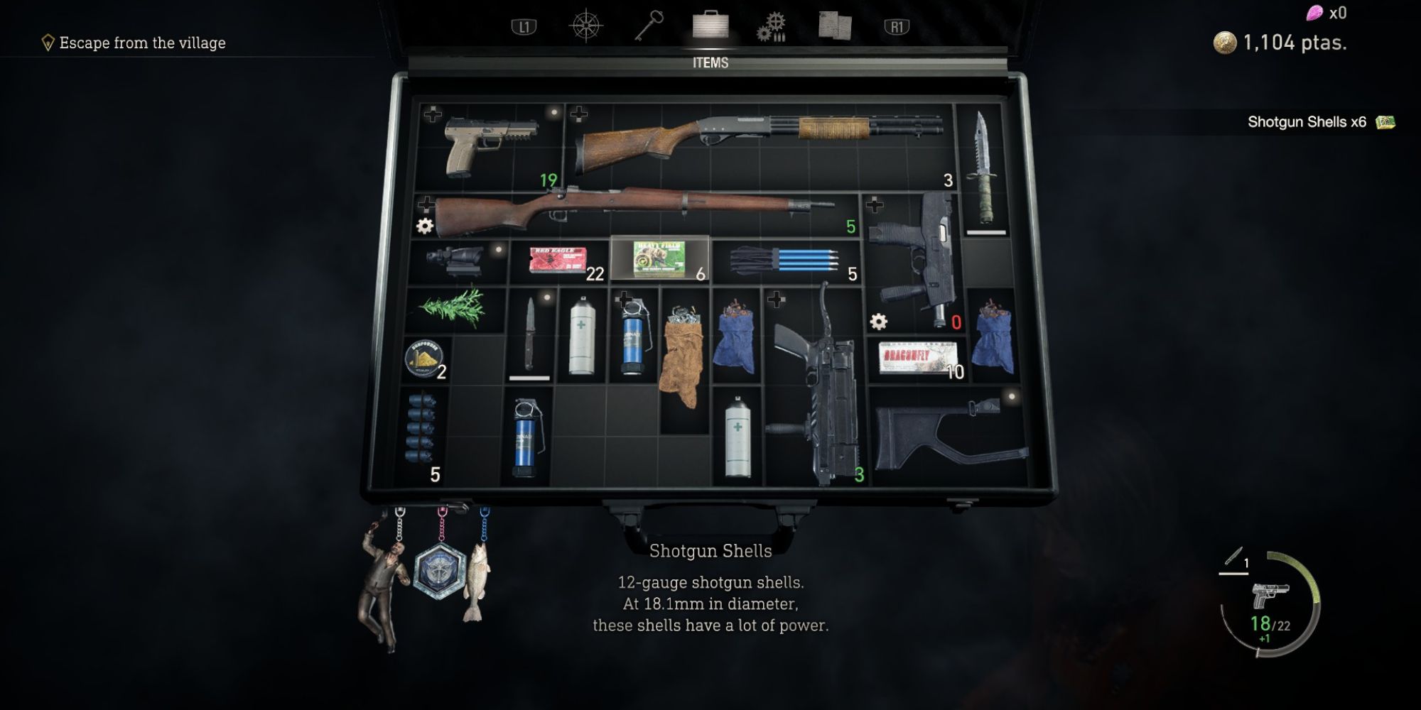 Leon's attache case inventory in Resident Evil 4 Remake