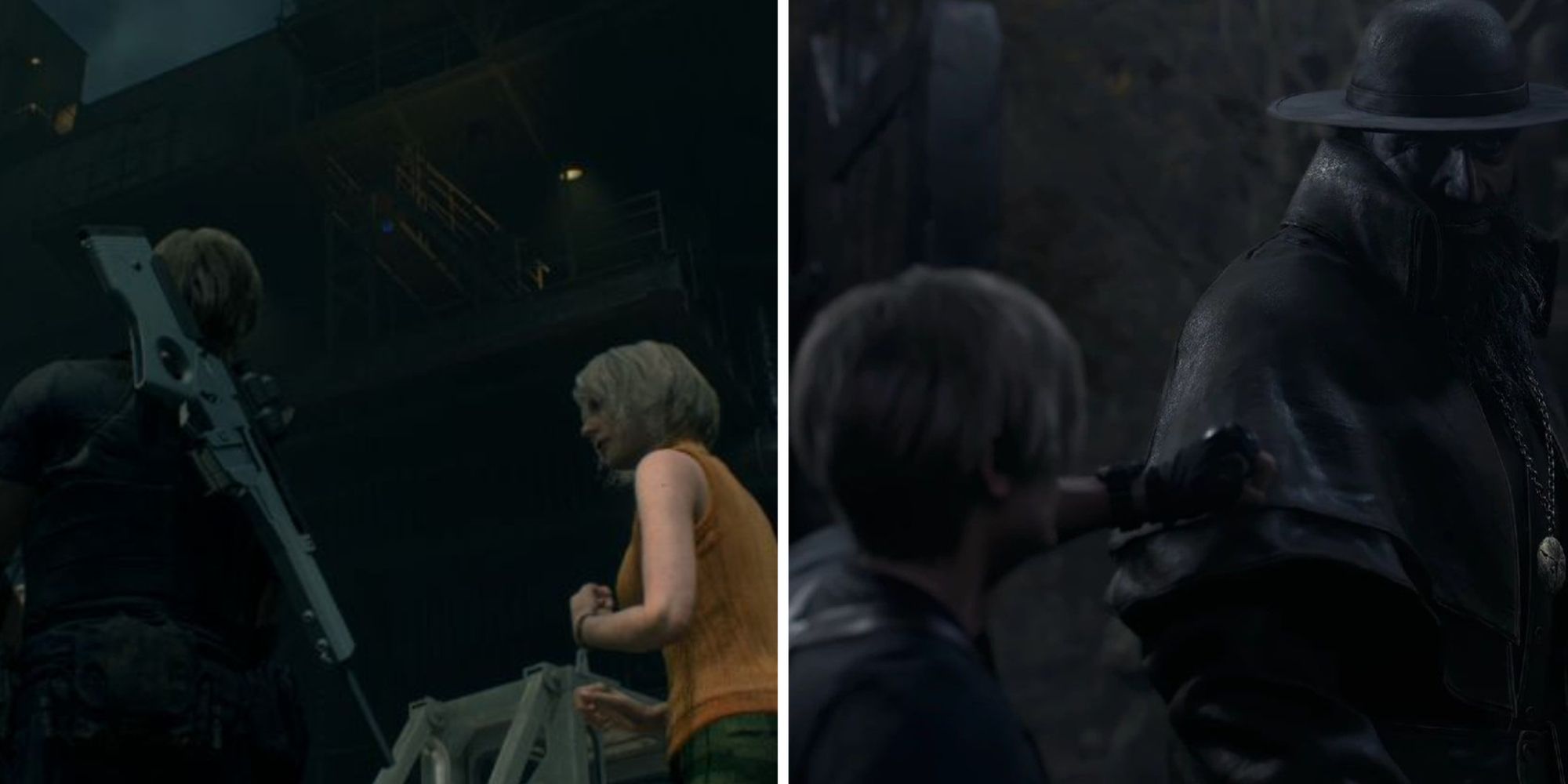 I find it funny that when Leon catches Ashley with the suit of armor he  almost breaks his back : r/residentevil4