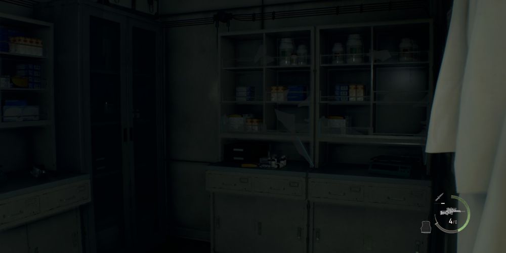 glass cabinets in the regenerador lab in resident evil 4 remake