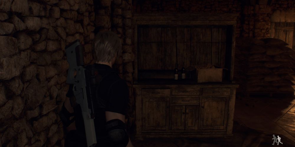 a shelf in the treasury with a Spinel in Resident Evil 4 Remake