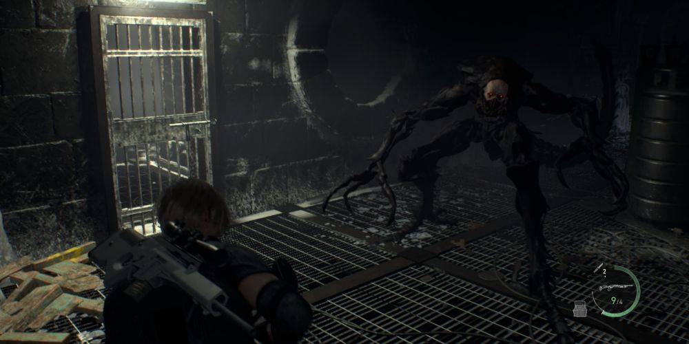 Leon Kennedy fights Verdugo in Resident Evil 4 Remake.