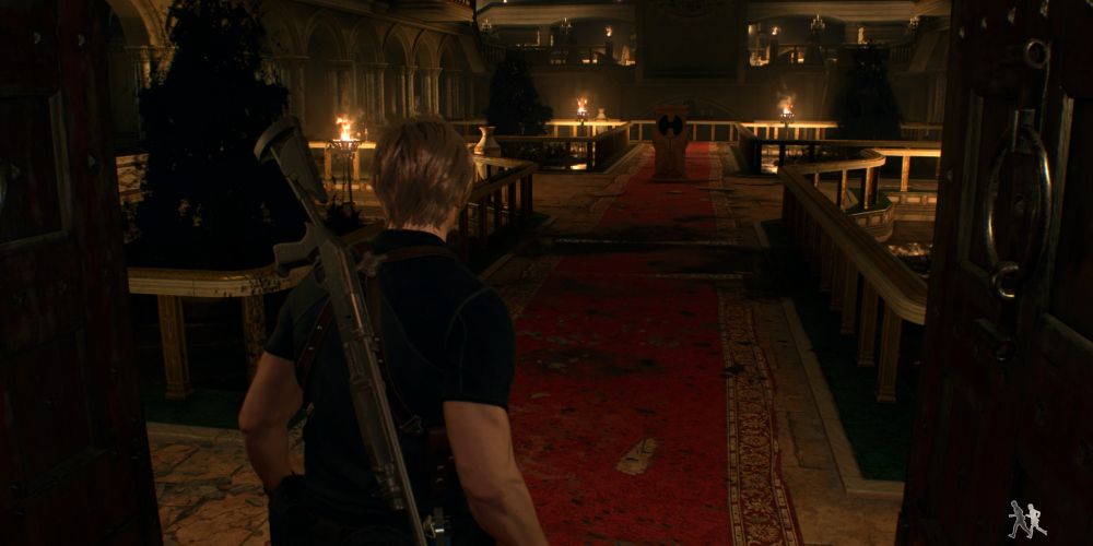 Leon Kennedy enters the Water Hall of Castle Salazar in Resident Evil 4 Remake
